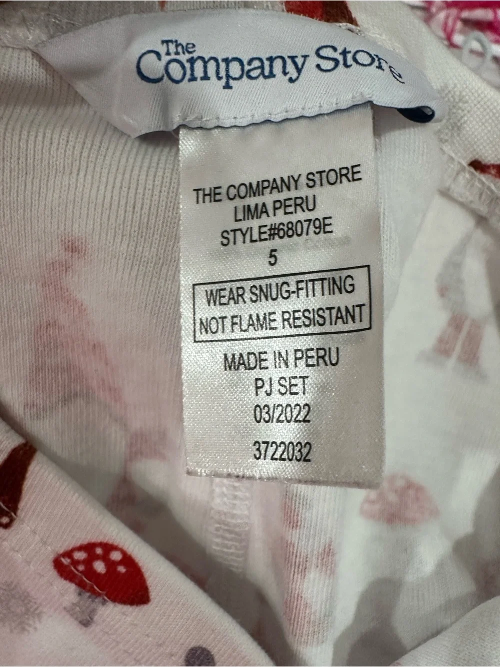 Children's Red Gnome Print Pajama Set - Size 5